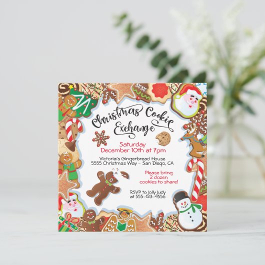 Weihnachtskochtausch-Party Einladung (Stehend Vorderseite)