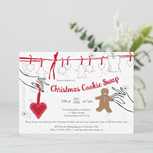 Weihnachtskochtausch-Party Einladung (Stehend Vorderseite)