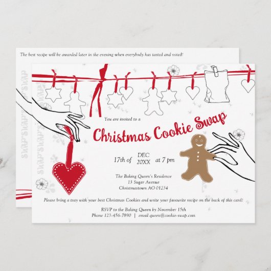 Weihnachtskochtausch-Party Einladung (Vorne/Hinten)