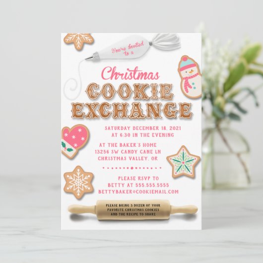 Weihnachtskochtausch-Party Einladung (Stehend Vorderseite)