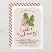 Weihnachtskochtausch Trendy Watercolor Cookie Einladung (Vorne/Hinten)