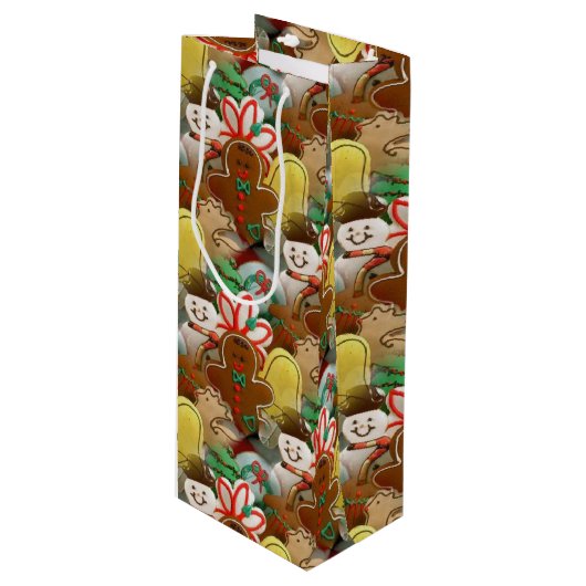 Weihnachtskochtmuster Geschenktüte Für Weinflaschen (Vorderseite Schrägansicht)