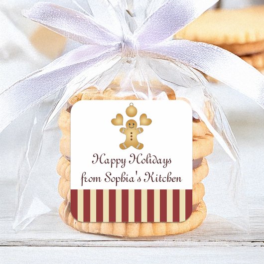 Weihnachtskochtopf Niedlich Gingerbread Mann hausg Quadratischer Aufkleber