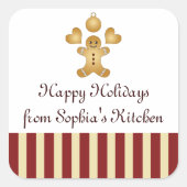 Weihnachtskochtopf Niedlich Gingerbread Mann hausg Quadratischer Aufkleber (Vorderseite)