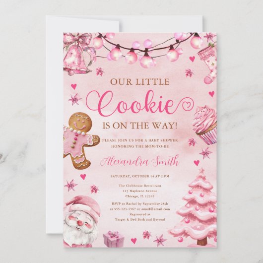 Weihnachtskochtopf Pink Gingerbread Kinderdusche Einladung (Vorderseite)