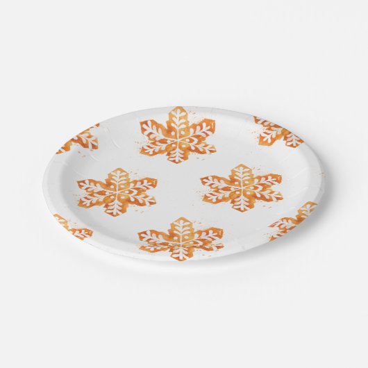 Weihnachtskochtopf Snowflake Gingerbrot Pappteller (Schrägansicht)