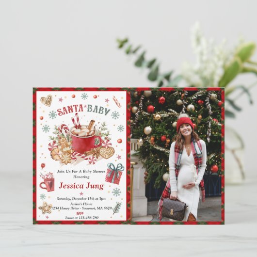 Weihnachtskochtopf und Kakaoweihnachtsdusche Einladung (Stehend Vorderseite)