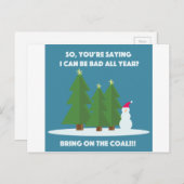 Weihnachtskohle Feiertagspostkarte (Vorne/Hinten)