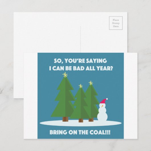 Weihnachtskohle Feiertagspostkarte (Vorne/Hinten)