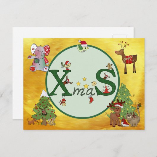 Weihnachtskolage Postkarte (Vorne/Hinten)