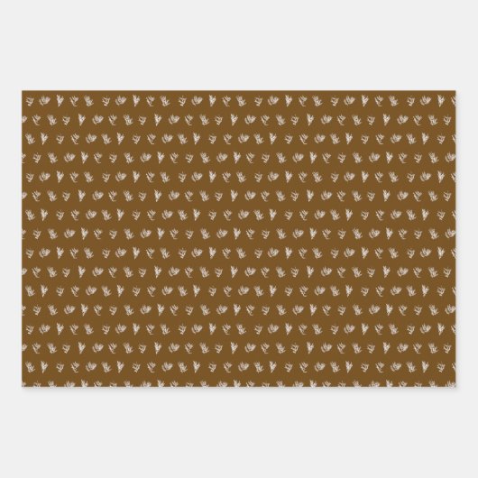 Weihnachtskollektion | Cedar Cognac, Creme, grün Geschenkpapier Set (Vorderseite)