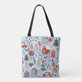 Weihnachtskollektion dekorativer Winterelemente Tasche (Rückseite)