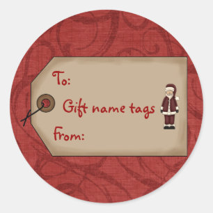 Weihnachtskollektion Geschenk Namensanhänger Santa Runder Aufkleber