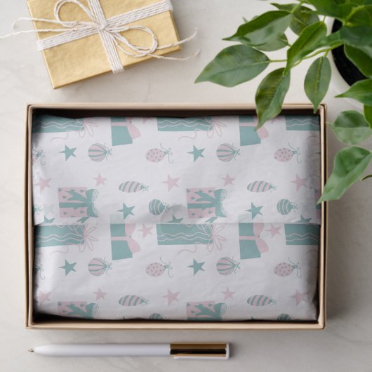 Weihnachtskollektion in Rosa und Türkisch Seidenpapier (Geschenk)