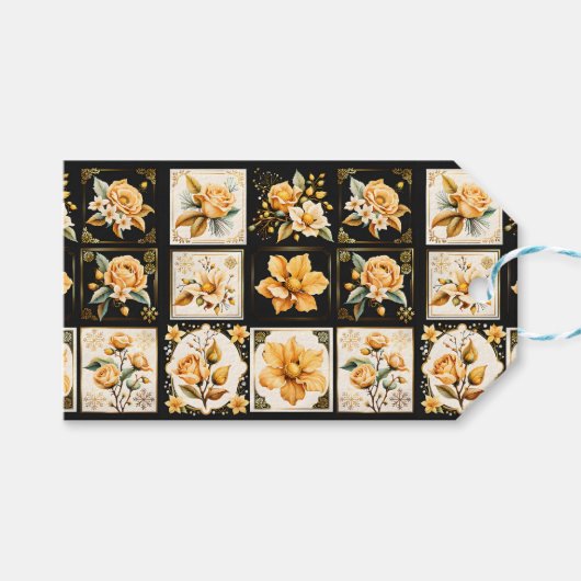 Weihnachtskollektion mit Blume - Geschenkmarke Geschenkanhänger (Vorderseite (Horizontal))