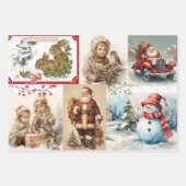 Weihnachtskollektion mit Weihnachtsmann und Kinder Geschenkpapier Set (Vorderseite 3)