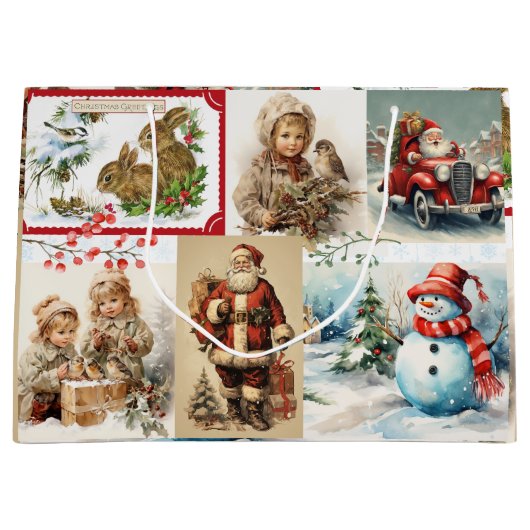 Weihnachtskollektion mit Weihnachtsmann und Kinder Große Geschenktüte (Vorderseite)