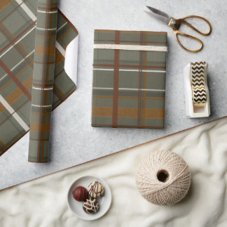 Weihnachtskollektion | Plaid Green, Creme, Tan Geschenkpapier
