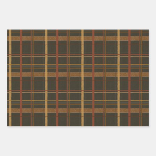 Weihnachtskollektion | Plaid Green, Creme, Tan Geschenkpapier Set (Vorderseite 2)