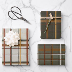 Weihnachtskollektion   Plaid Green, Creme, Tan Geschenkpapier Set