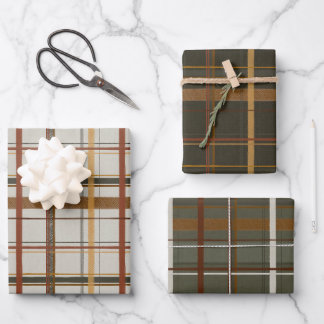 Weihnachtskollektion | Plaid Green, Creme, Tan Geschenkpapier Set