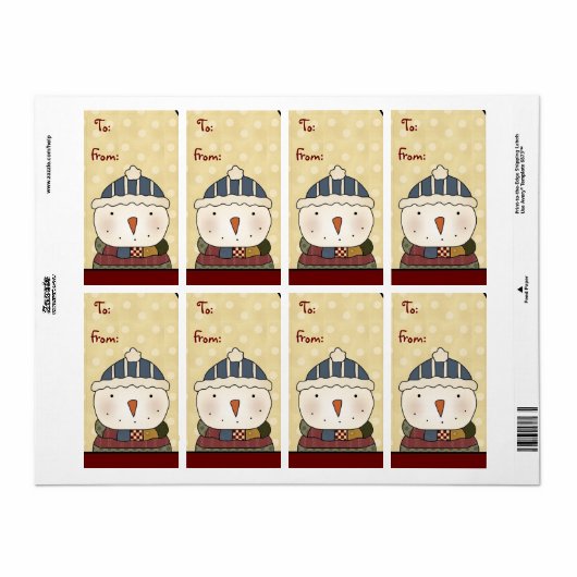 Weihnachtskollektion Snowman Geschenkartikel Tags (Vorne)