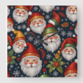 Weihnachtskollektion Vintage Weihnachtsmann Quadratische Wanduhr (Vorderseite)