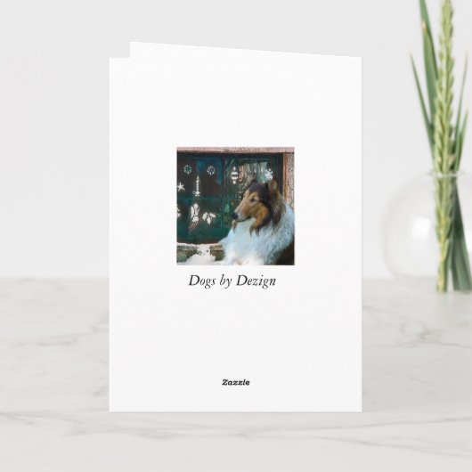 Weihnachtskollie am Fenster Feiertagskarte (Rückseite)