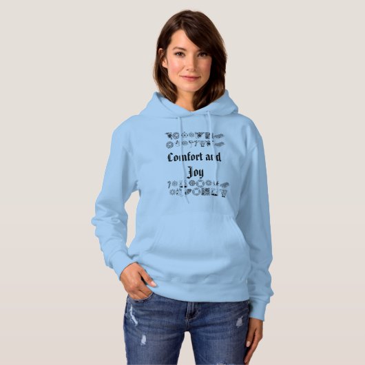 Weihnachtskomfort und Freude mit Weihnachtsbildern Hoodie (Vorne ganz)
