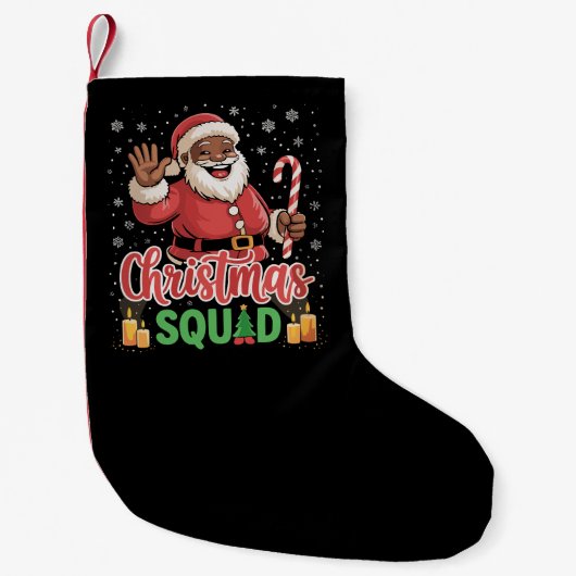 Weihnachtskommad Santa Afro Man Proud Black Africa Kleiner Weihnachtsstrumpf (Vorderseite)
