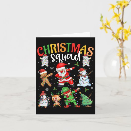 Weihnachtskommad Santa Dabbing Elf Familie Matchin Karte (Gelbe Blume)