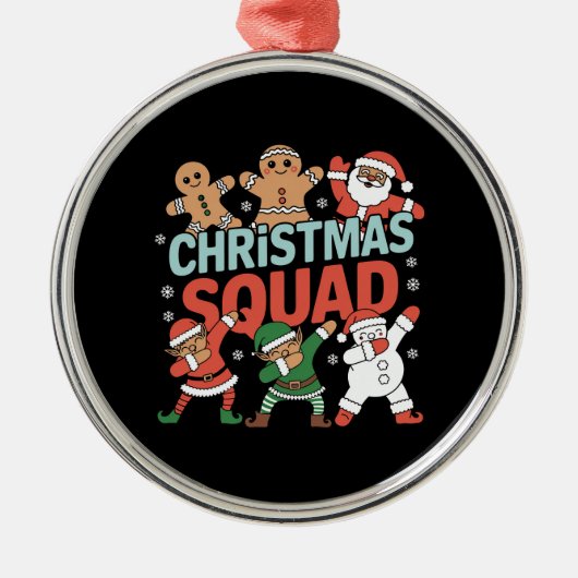 Weihnachtskommad Santa Dabbing Elf Familie Matchin Ornament Aus Metall (Vorne)