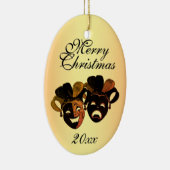 Weihnachtskomödie und die Masken des Tragedy Theat Keramik Ornament (Rechts)