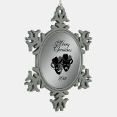 Weihnachtskomödie und die Masken des Tragedy Theat Schneeflocken Zinn-Ornament (Links)