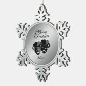 Weihnachtskomödie und die Masken des Tragedy Theat Schneeflocken Zinn-Ornament (Rechts)