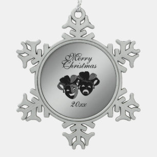 Weihnachtskomödie und die Masken des Tragedy Theat Schneeflocken Zinn-Ornament