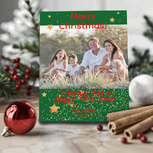 Weihnachtskonfetti Gold Grün Rot Fotopostkarte Postkarte