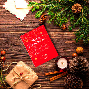 Weihnachtskonfetti goldene Sterne grün rot Postkar Postkarte