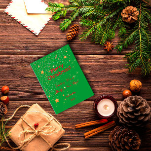 Weihnachtskonfetti goldene Sterne grüne rote Postk Postkarte