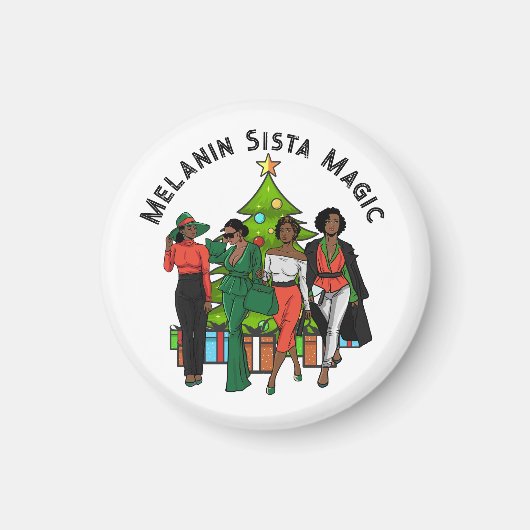 Weihnachtskönigin Melanin Sista Black Girl Magic F Magnet (Vorne)