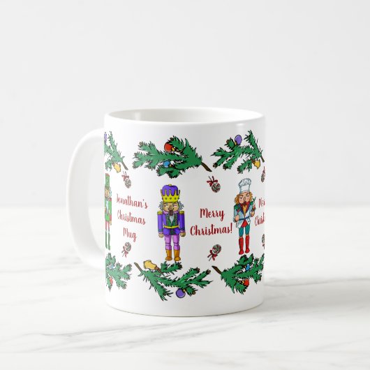 Weihnachtskönigliche Nussknacker personalisiert Kaffeetasse (Vorderseite Links)