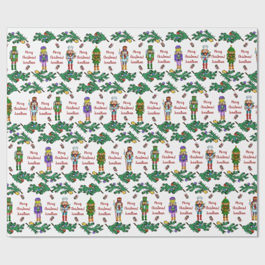 Weihnachtskönigliche Nussknacker-personalisiertes Geschenkpapier (Flach)