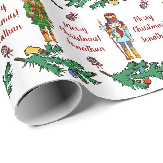 Weihnachtskönigliche Nussknacker-personalisiertes Geschenkpapier (Rolleneckpunkt)