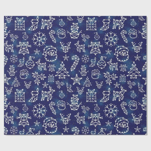 Weihnachtskonstellations-Winter spielt blaues Geschenkpapier (Flach)