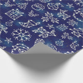 Weihnachtskonstellations-Winter spielt blaues Geschenkpapier (Ecke)