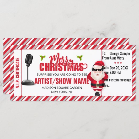 Weihnachtskonzert Ticket, Geschenkkarte/Gutschein (Vorne/Hinten)