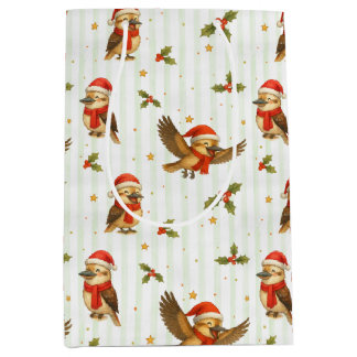 Weihnachtskookaburra Watercolor-Geschenktasche Mittlere Geschenktüte
