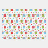Weihnachtskoordinaten in Rot und Grün 3 Spaß Geschenkpapier Set (Vorderseite 3)