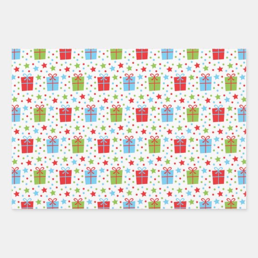 Weihnachtskoordinaten in Rot und Grün 3 Spaß Geschenkpapier Set (Vorderseite 3)