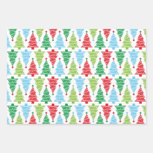 Weihnachtskoordinaten in Rot und Grün 3 Spaß Geschenkpapier Set (Vorderseite)